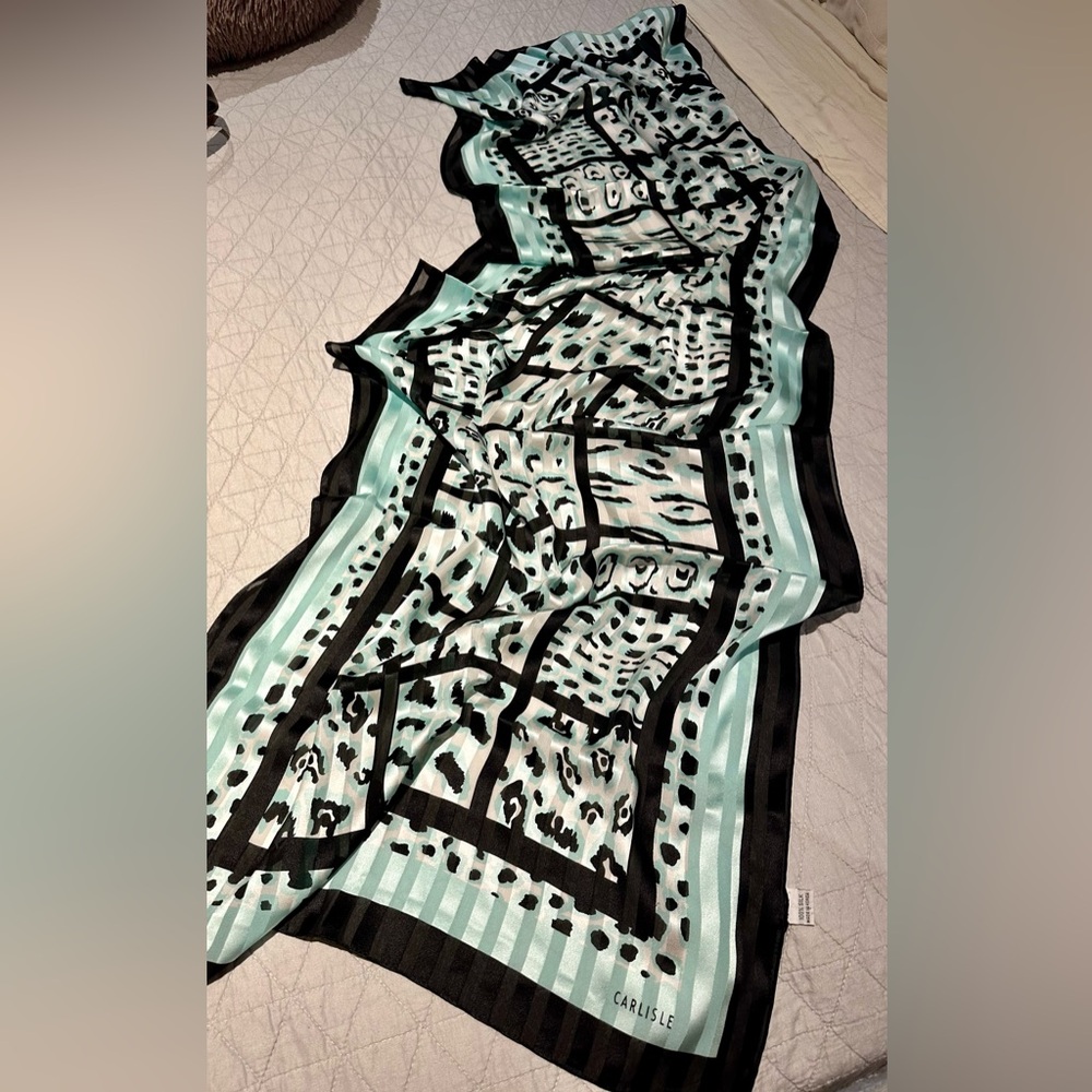 Carlisle Black and Mint Patterned Scarf